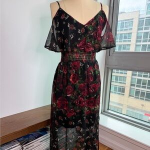 River Island Black and Red Floral Maxi Dress